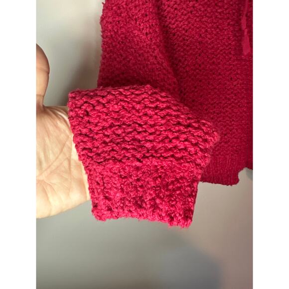 Anthropologie Pilcro NWOT Sailcloth Hooded Sweater Red Raspberry Oversized Sz M - Picture 4 of 7